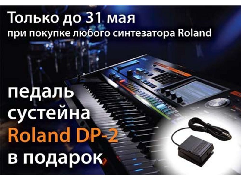 При покупке синтезатора Roland - педаль сустейна Roland DP-2 в подарок