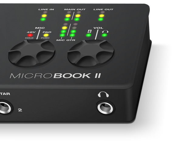 Индикация и регуляторы MOTU MicroBook II